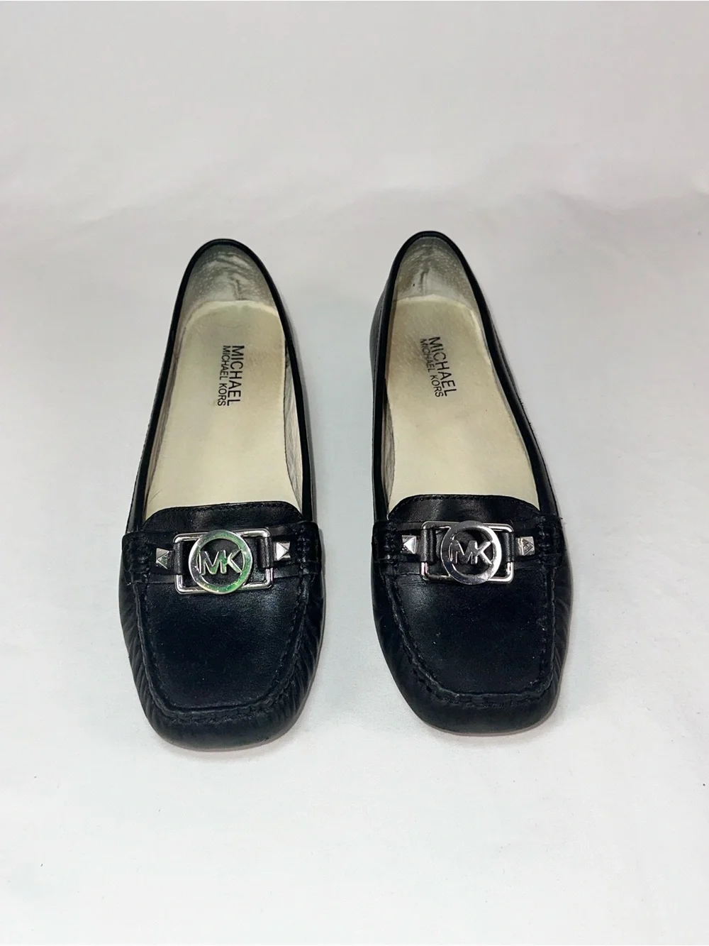 Michael Kors Black Leather Charm Moccasin Flats Size 7.5 Classic Loafer